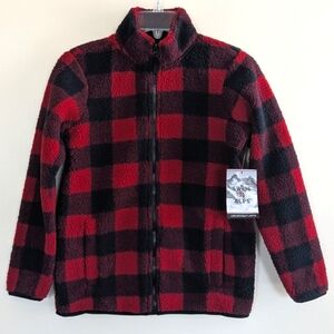 Boys Swiss Alps Buffalo Check Zip Up Sherpa Jacket (Size 10/12)